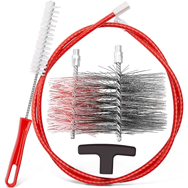 ULTRABrush | Kit de curățare țevi de fum perie de încălzire pe peleți perie de șemineu compatibilă cu orice tip de coș de fum set de 3 inclusiv dozator pentru utilizare practică și rapidă
