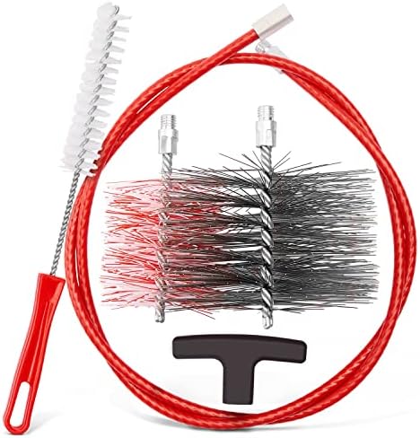 ULTRABrush | Kit de curățare țevi de fum perie de încălzire pe peleți perie de șemineu compatibilă cu orice tip de coș de fum set de 3 inclusiv dozator pentru utilizare practică și rapidă