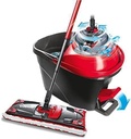Set complet de mop de podea Vileda Ultramax Turbo 2in1, mop cu maner, capac din microfibra si galeata cu power spinner, pentru toate podelele dure, lungime maner 75-130cm