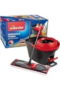Set complet de mop de podea Vileda Ultramax Turbo 2in1, mop cu maner, capac din microfibra si galeata cu power spinner, pentru toate podelele dure, lungime maner 75-130cm