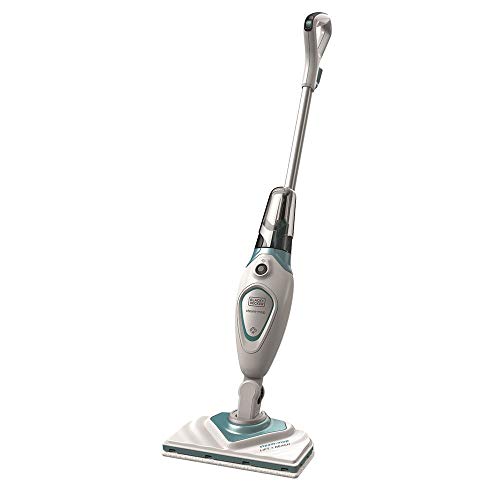 Mop cu abur Black + Decker FSM1616-QS 2 în 1 (1.600 W, pentru curățenie igienă, temeinică, cu picior delta detașabil, ușor de utilizat, inclusiv 2 tampoane), transparent / albastru