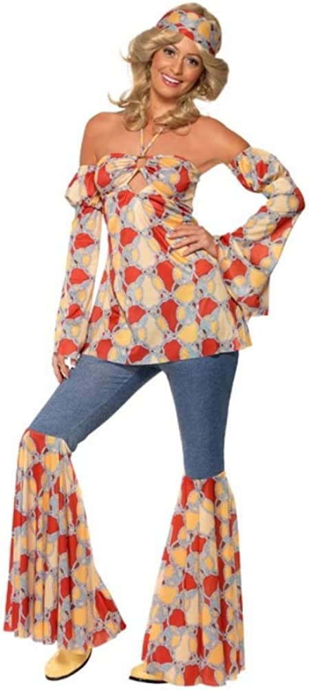 Smiffys, costum bărbați retro anii 70, cămașă și pantaloni din denim mozaic, mărime: M, 22277