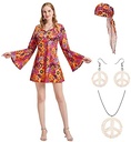 Amscan Go Go Fata Costum Adult Rochie Bandita Cureaua Doamnelor Anii 70 Anii 60 Carnaval Carnaval Petrecere tematica