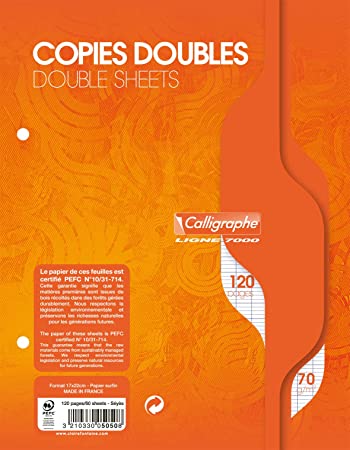 Clairefontaine 4411C Pachet de 5 x 200 de copii Perforate dublu 17 x 22 200 pagini