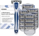 Marca Amazon - Lame triple Solimo pentru aparate de ras pentru bărbați (pachet de 12)