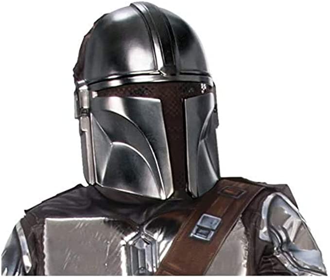 Costum Mandalorian clasic Rubie's pentru baieti sau fete Salopeta din gama Mandalorian cu detalii imprimate, pelerină și mască pentru Halloween, Crăciun, Mardi Gras și Zile de naștere
