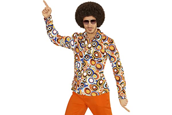 WIDMANN Rochie 70s Groovy Hippie Hits Anii 70 Anii 80 Mini rochie cu maneca trompeta, xl