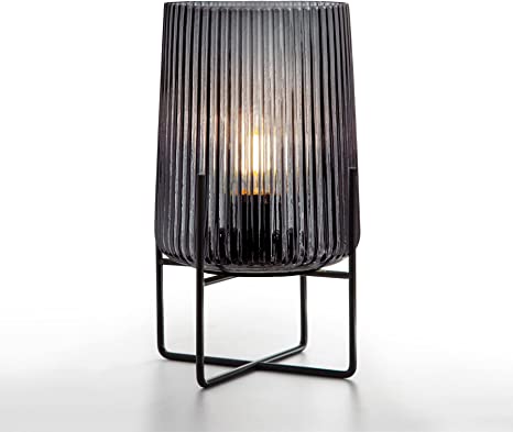 Pauleen 48137 Lampă de masă mobilă Fancy Glamour Lampă de masă din sticlă Funcție temporizator Lampă din sticlă cu baterie 6H fără cablu Taupe Sticlă/Metal