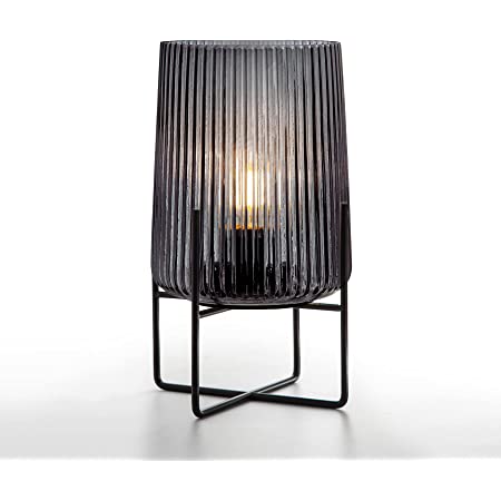 Pauleen 48137 Lampă de masă mobilă Fancy Glamour Lampă de masă din sticlă Funcție temporizator Lampă din sticlă cu baterie 6H fără cablu Taupe Sticlă/Metal