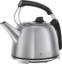Fierbător Russell Hobbs [1,7 l, 2400 W] Retro negru și oțel inoxidabil lustruit (funcție de fierbere rapidă, afișaj al temperaturii apei cu design retro, indicator extern al nivelului apei) Fierbător de ceai vintage 21671-70