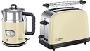 Fierbător Russell Hobbs [1,7 l, 2400 W] Retro negru și oțel inoxidabil lustruit (funcție de fierbere rapidă, afișaj al temperaturii apei cu design retro, indicator extern al nivelului apei) Fierbător de ceai vintage 21671-70