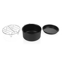 Tristar FR-6939 Set de accesorii din 3 piese pentru friteuză crocantă Friteuitoare cu aer cald - Tavă pentru pizza, grătar, formă de copt, pentru friteuze cu aer cald de la 3,5 până la 5,2 l volum, fără BPA, negru