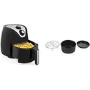 Tristar FR-6939 Set de accesorii din 3 piese pentru friteuză crocantă Friteuitoare cu aer cald - Tavă pentru pizza, grătar, formă de copt, pentru friteuze cu aer cald de la 3,5 până la 5,2 l volum, fără BPA, negru