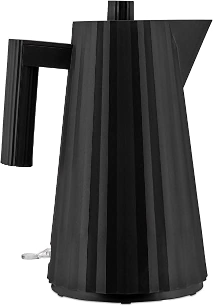 Alessi Plissè MDL06 B/UK - Fierbător electric de design din rășină termoplastică, dop englezesc, 170 cl, negru