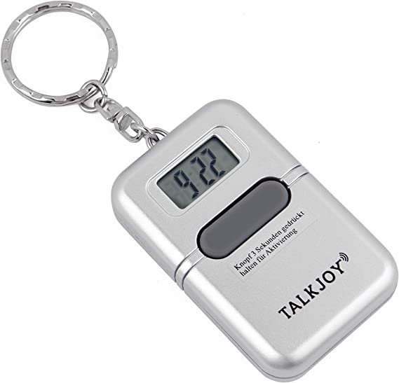 TFA Dostmann Ceas deșteptător vorbitor TALK, 60.2008, cu anunț de timp și temperatură, pentru deficiențe de vedere, volum reglabil, argintiu, plastic, L 126 x L 45 x H 126 mm