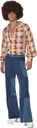 Smiffys, costum bărbați retro anii 70, cămașă și pantaloni din denim mozaic, mărime: M, 22277