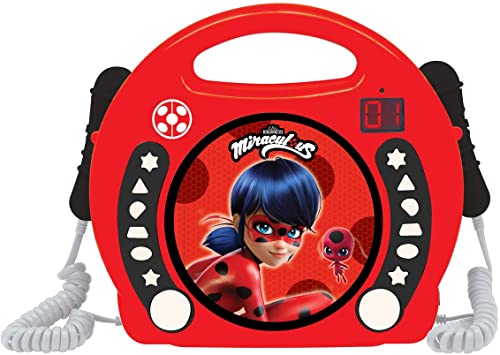 Lexibook, Miraculous Ladybug Cat Noir, CD Player, Programabil, Mufă pentru căști, Pentru copii, Funcționează la rețea sau cu baterie, Roșu/Negru, RCDK100MI