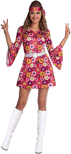 Amscan Go Go Fata Costum Adult Rochie Bandita Cureaua Doamnelor Anii 70 Anii 60 Carnaval Carnaval Petrecere tematica