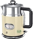 Fierbător Russell Hobbs [1,7 l, 2400 W] Retro negru și oțel inoxidabil lustruit (funcție de fierbere rapidă, afișaj al temperaturii apei cu design retro, indicator extern al nivelului apei) Fierbător de ceai vintage 21671-70