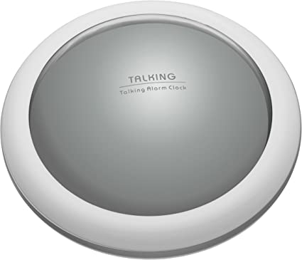 TFA Dostmann Ceas deșteptător vorbitor TALK, 60.2008, cu anunț de timp și temperatură, pentru deficiențe de vedere, volum reglabil, argintiu, plastic, L 126 x L 45 x H 126 mm