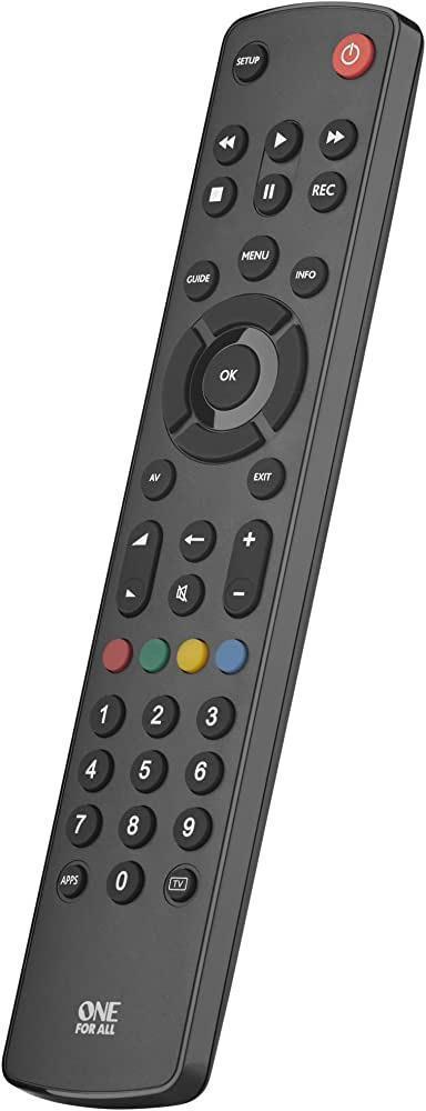 Telecomanda universala One For All contour TV URC1210, inlocuitor ideal, pentru toate tipurile de televizoare, cu functie de invatare, pentru toate marcile de televizoare, negru