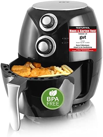 Friteuza Emerio SmartFryer AirFryer cu aer cald Prăjirea cu aer fierbinte fără ulei suplimentar Prăjire mai sănătoasă Volum de 3,6 litri Atingere rece Fără BPA Încălzire rapidă 1450 wați Bun cu 1,9 litri