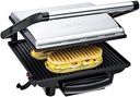 Grătar de contact Tefal Inicio GC241D | Pâine electric grătar/sandwich | Grătar cu conținut scăzut de grăsimi | Panini, pâine prăjită, friptură, legume | Plăci pentru grătar antiaderente | 2000W | 36,3x10,8x33,2cm | Oțel inoxidabil/negru