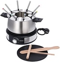 Combinație de crepe pentru fondue SEVERIN, set de fondue care se poate spăla în mașina de spălat vase cu 8 furculițe cu coduri de culori, combinație de aparat de creponat pentru fondue din oțel inoxidabil, negru, FO 2471