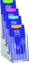 Suport brosuri Europel suport multiplu pentru brosuri, 4x DIN 1/3 A4 - polistiren transparent - suport brosuri pentru birouri - suport brosuri in format portret pentru meniuri, brosuri, cataloage, carti de preturi