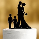 Cake topper cuplu de mireasa cu copii baieti [big boy, little boy] - decor acrilic decor negru decor tort de nunta decor tort decor de tort de nunta decor de tort de logodna