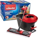 Set complet de mop de podea Vileda Ultramax Turbo 2in1, mop cu maner, capac din microfibra si galeata cu power spinner, pentru toate podelele dure, lungime maner 75-130cm