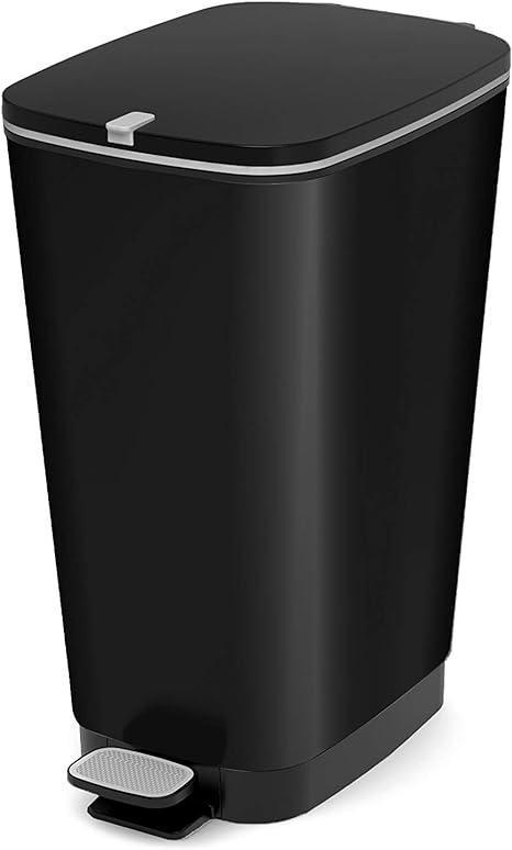 Coș de gunoi KIS Chic Style cu pedală 45l cu capac și pedală, umeraș pentru gunoi, negru metalic, 29 x 44,5 x 60,5 cm