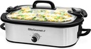 Elite Gourmet MST-5240SS Crock Arată lentă, capac blocabil, temperatură reglabilă, menține cald, vase de gătit pentru cuptor și mașina de spălat vase, capacitate 3,5 Qt, oțel inoxidabil
