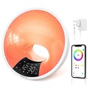 EDUP IN Lumină Ceas deşteptător Lumină de trezire Ceas deşteptător inteligent Simulează răsăritul Difuzor Bluetooth Control APP 4 Ceasuri cu alarmă Amânare 16 milioane de lumină de noapte 7 tonuri naturale Conexiune USB reglabil Adaptor radio Alb