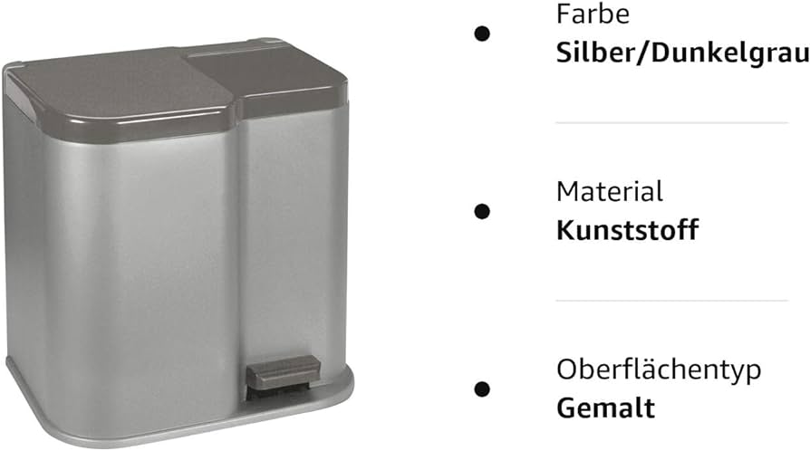 Coș de gunoi CURVER DECO DUO BIN, plastic, argintiu metalic, 2 x 26 L