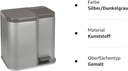 Coș de gunoi CURVER DECO DUO BIN, plastic, argintiu metalic, 2 x 26 L