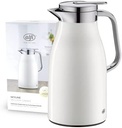 alfi SKYLINE 1.0l, alb nucă de cocos mat, ulcior de vid din oțel inoxidabil cu inserție igienica din sticlă securizată, capac cu șurub cu buton confortabil, mâner ergonomic, cu o singură mână, ideal ca o cafea