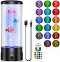 Lampă cu lavă FRANDEK, lampă cu bule cu pește, lampă pentru acvariu cu telecomandă, 16 culori și 4 moduri, lumină RGB, decorare pentru biroul de acasă, cadouri pentru copii (negru)