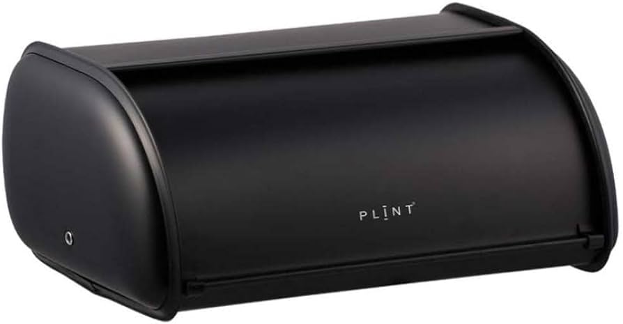 PLINT Cutie de pâine cu corp din oțel inoxidabil Coș metalic de depozitare pentru casă pentru blat de bucătărie, Coș de pâine foarte mare cu membru glisant, Suport pentru cutie de pâine cu membru, Recipient de depozitare pentru panificație, Culoare neagră