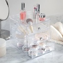 iDesign 3 sertare de depozitare pentru machiaj, cutie compactă de depozitare din plastic pentru machiaj sau produse cosmetice, cutie de bijuterii stivuită, transparent