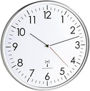 Ceas de perete analogic radio TFA Dostmann, de mare precizie, ceas radio, alb/argintiu, 60.3514, potrivit pentru bucatarie, living, birou sau zona de intrare, 330 x 50 mm