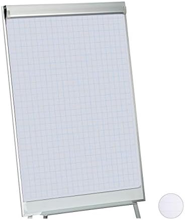 Hârtie flipchart Relaxdays, hârtie de moderare bifată, bloc de 50 de coli, 60 g/m², perforare în 6 ori, 57,5 x 81 cm, alb, 1 bucată