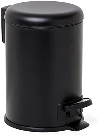 Coș de cosmetice TATAY cu pedală din oțel inoxidabil, capacitate 3L, interior detașabil, închidere moale, fără BPA, culoare neagră. Dimensiuni: 17,5 x 22,5 x 25 cm.