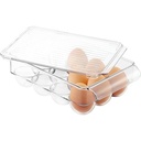Recipient pentru ouă iDesign Frigider/Freeze Binz, cutie mică de depozitare din plastic pentru douăsprezece ouă, transparentă