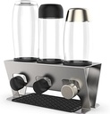 Suport pentru sticle Rainsworth Sticle SodaStream Duo & Crystal, set de 3 accesorii SodaStream scurgere, suport pentru scurgere Soda Stream sticle sticla uscator sticla, otel inoxidabil