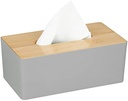 Cutie de șervețele Relaxdays cu capac din bambus, pentru baie, design modern, plastic, HxLxA: 10 x 26 x 14 cm, negru/natural