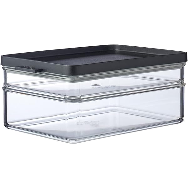 Mepal - Recipient frigider pentru mic dejun Duo Omnia - Recipiente pentru depozitarea alimentelor cu 2 straturi - Cutie de depozitare mezeluri si branza - Depozitare si organizare in bucatarie - 500 ml & 1200 ml - Negru