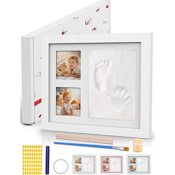BURNNOVE Amprenta Bebeluşului 28 x 23 cm Set Amprenta Bebeluşului cu Forme Litere şi Numere Gipsat Mâină şi Picior pentru Bebeluş Set Amprentă pentru Bebeluş Cadou pentru Baby Shower Cadou pentru Baby Shower