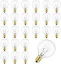 Thokono Pachet de 25 becuri de înlocuire G40 Bec G40 Globe tungsten, IP44, listat UL, rezistente la apă, alb cald, stil Edison, pentru bază E12 7 W pentru grădină