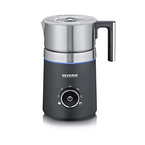 Spumator de lapte cu inducție SEVERIN SPUMA 700, spumator de lapte electric fără ardere, spumant de lapte pentru mașina de spălat vase, oțel inoxidabil periat/negru mat, SM 3586